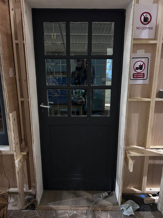 Porte bois moulurée vitrée - avec ébrasement (PO61)