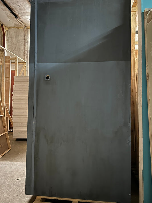 8 Feuilles décor / Panneaux sur châssis - bois (295 x 150 x 6,5) tapissées et peintes bleu foncé sur 100cm ensuite bleu clair