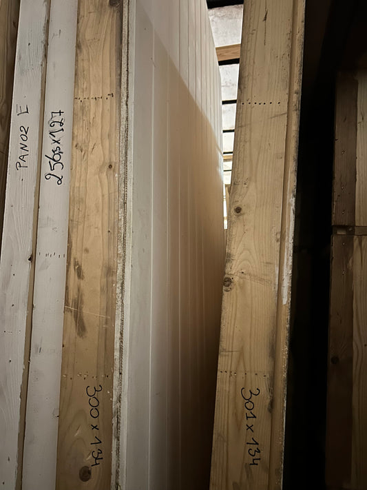 Feuille Décor / Panneau sur châssis - bois + lambris peint blanc (301x134x12)