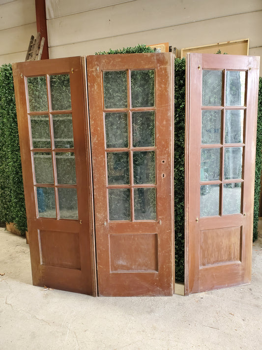 Porte bois moulurée vitrée triple (POT01A-C)