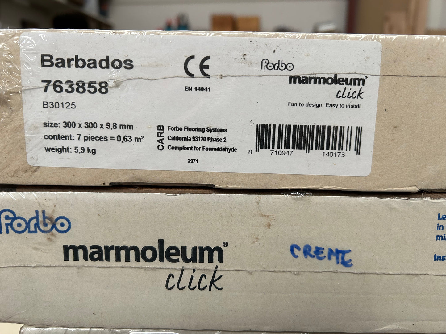 Dalles Forbo marmoleum click beiges ou oranges