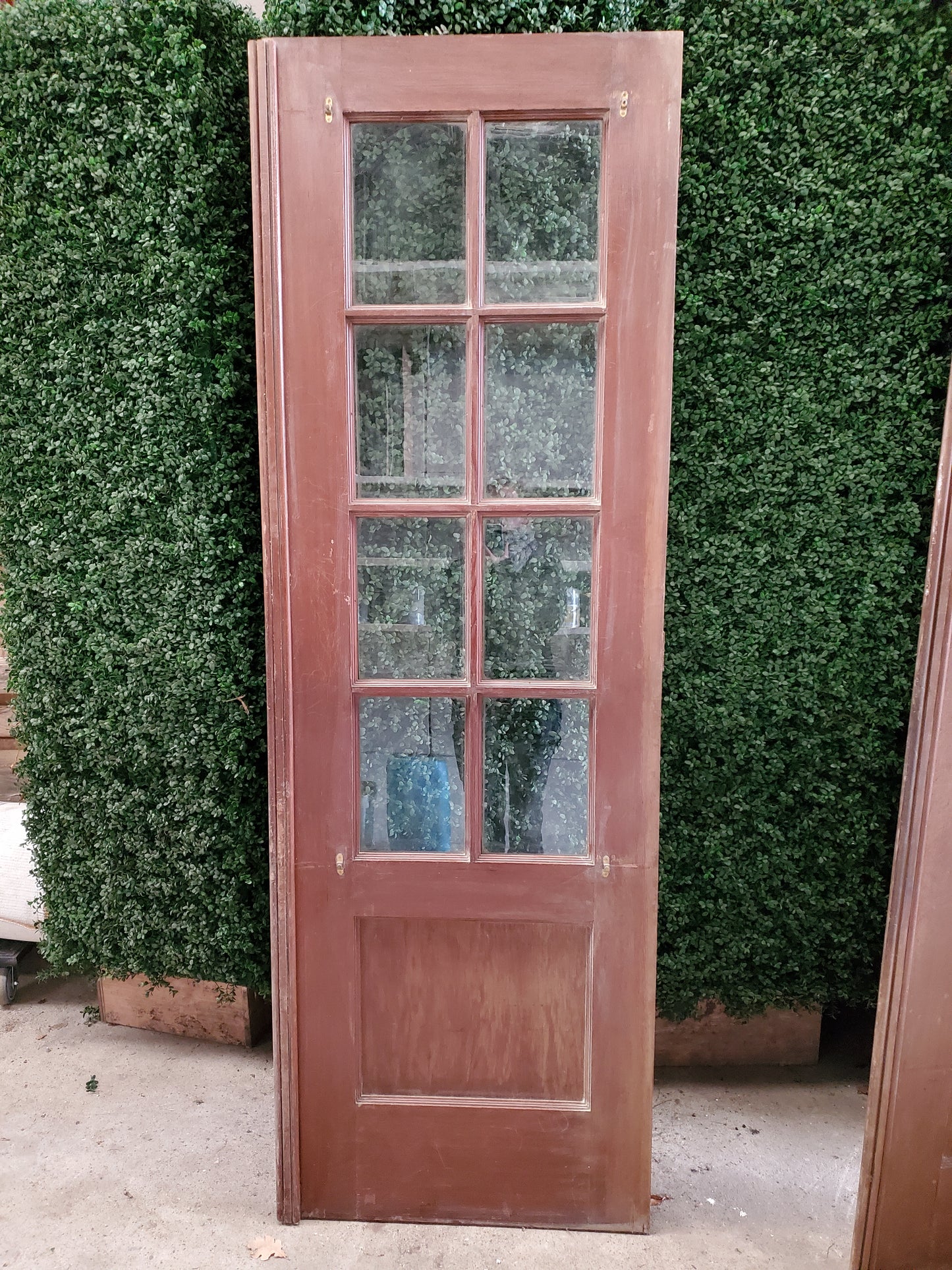 Porte bois moulurée vitrée triple (POT01A-C)
